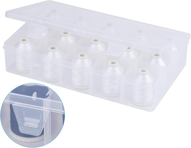 simthread [Box-Upgraded] Machine Embroidery Thread 1000M White 001, with Storage Box Polyester 15 Spools Set for Embroidery Quilting Machine - Image 2